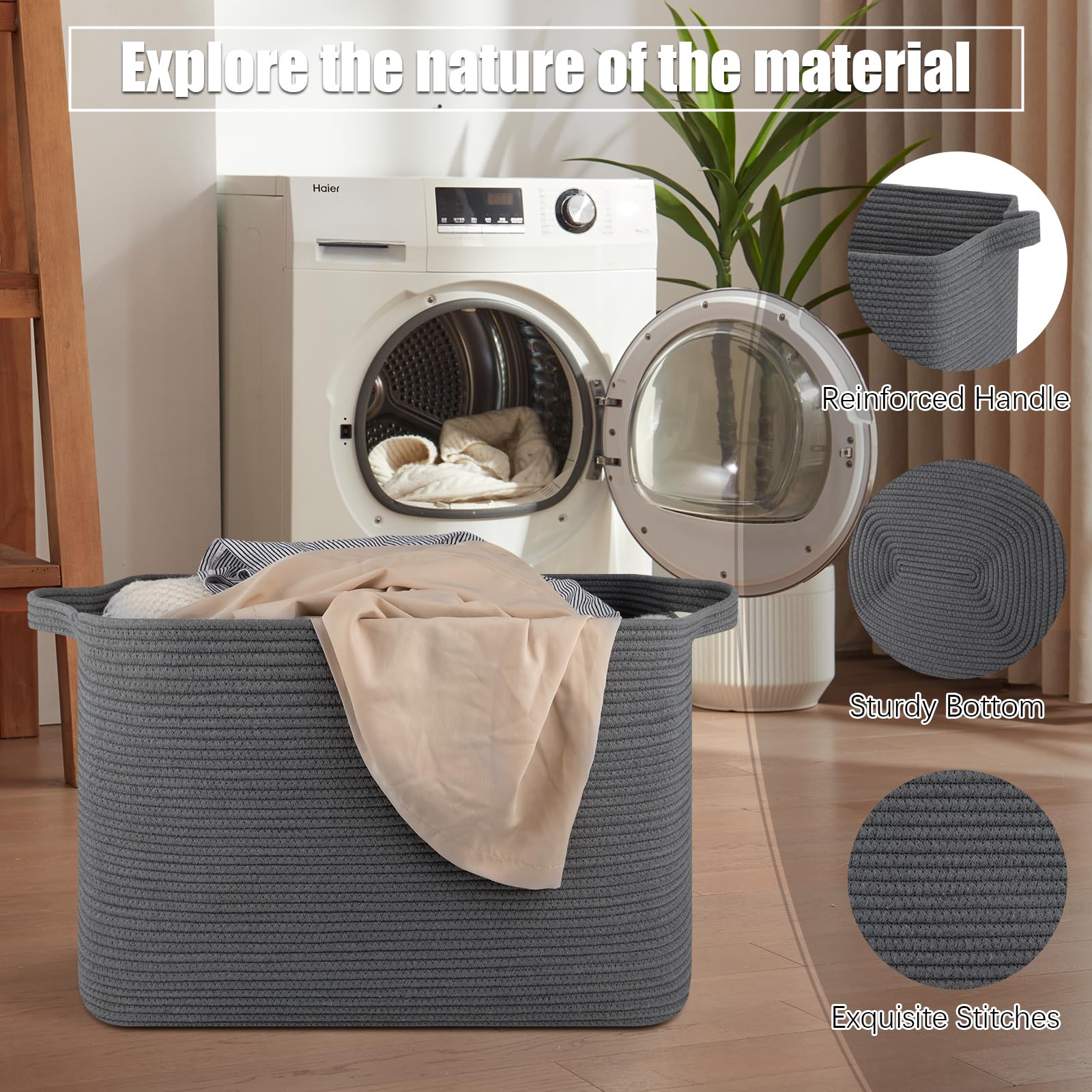 OIASKET 118L basket filled with blankets demonstrates capacity