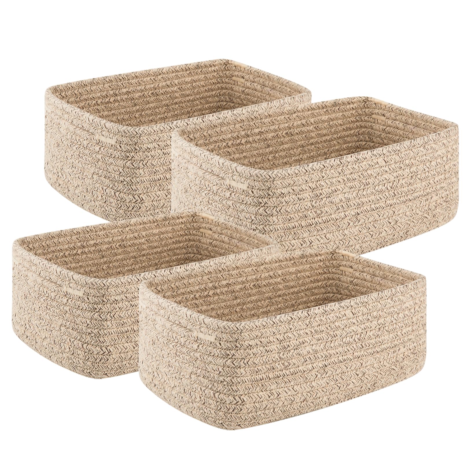 OIASKET 4-pack baskets side view ideal for compact shelf organization.