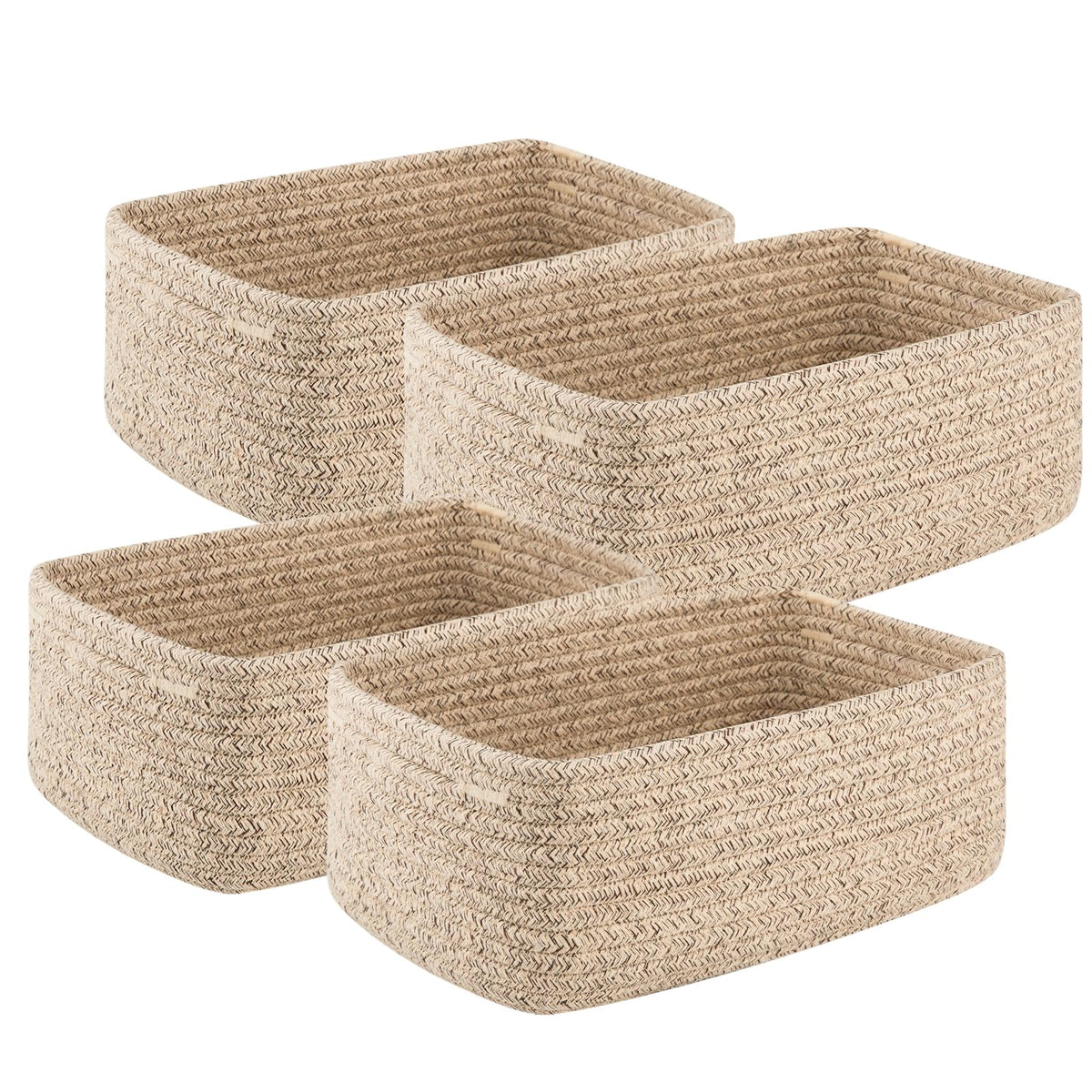 OIASKET 4-pack baskets side view ideal for compact shelf organization.