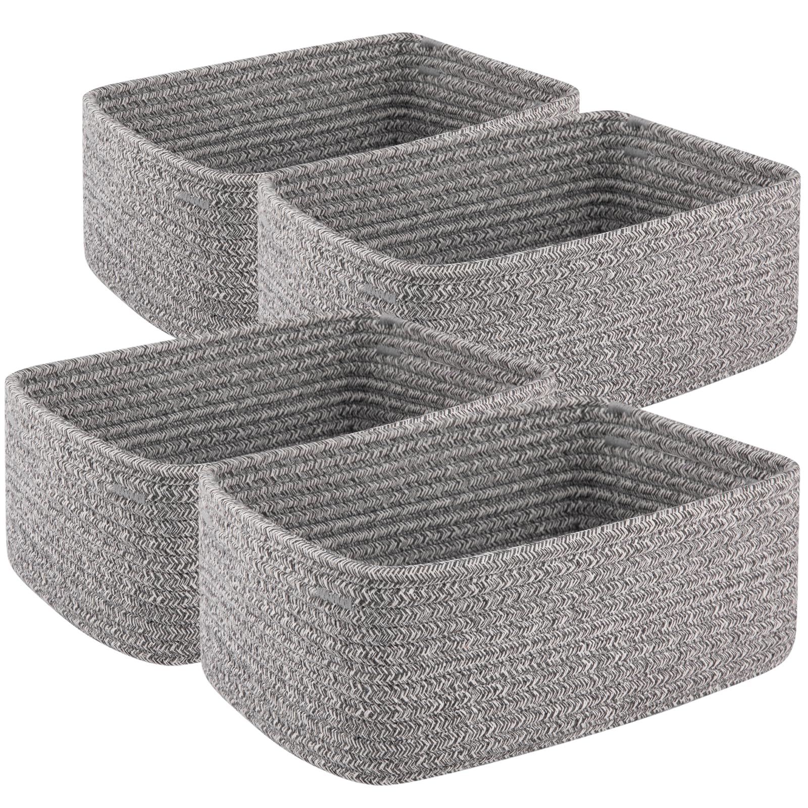 OIASKET 4-pack small storage shelf baskets in grey for tidy shelves and quick retrieval