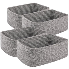 OIASKET 4-pack small storage shelf baskets in grey for tidy shelves and quick retrieval