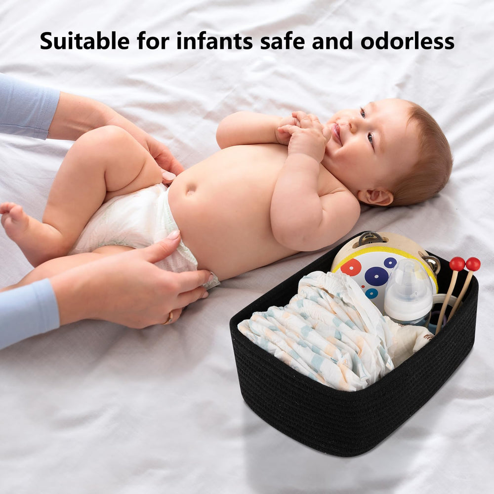 OIASKET black rope baskets fold flat for easy storage