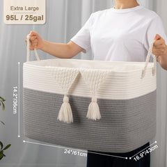 OIASKET 95L basket with lid closed keeps dust out while tucked in a room