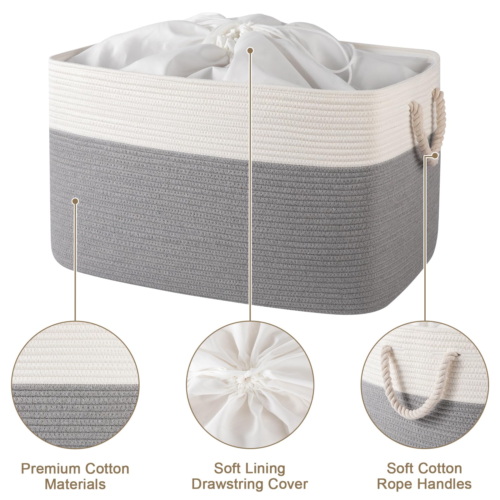 OIASKET 95L basket lid open demonstrates easy-access storage for toys and blankets