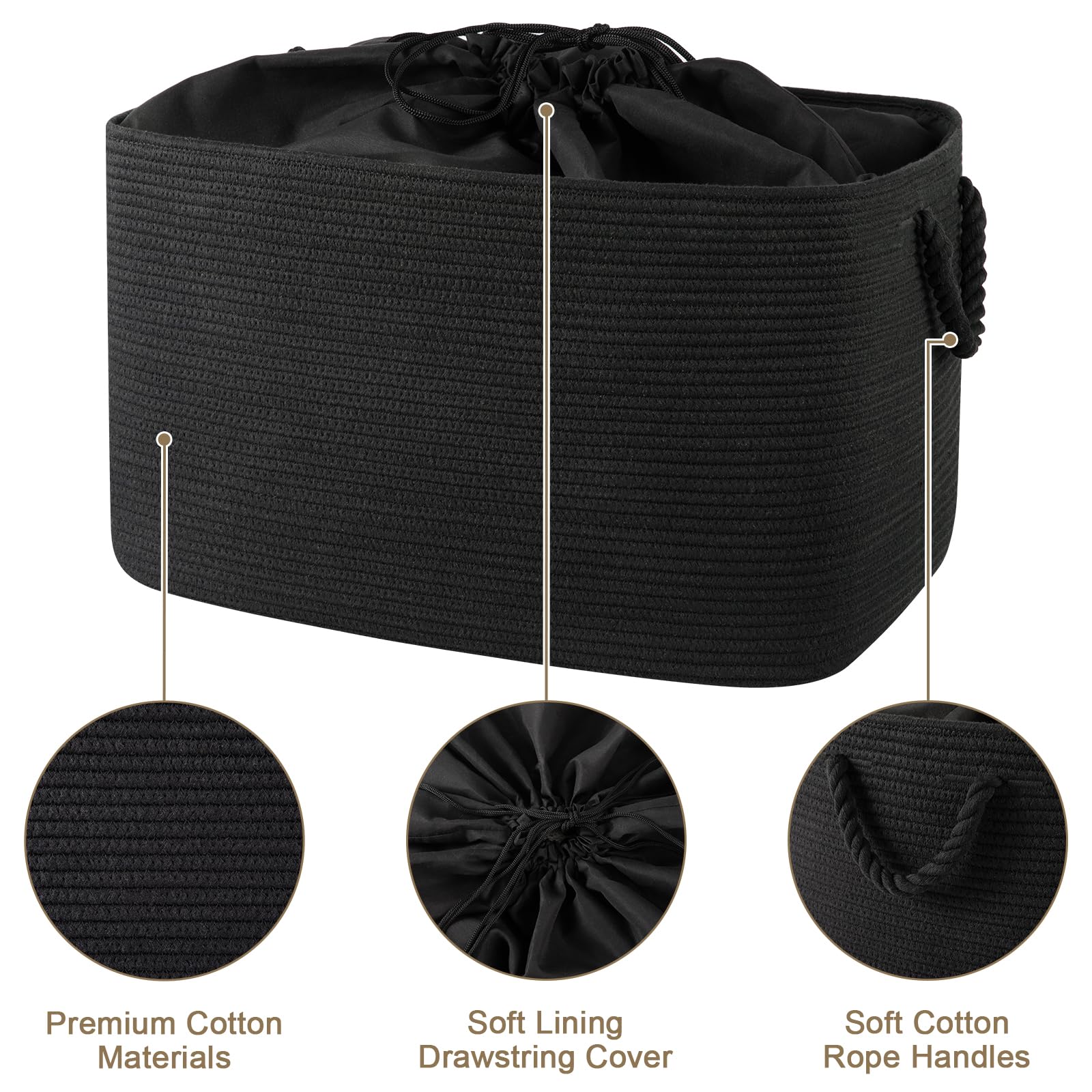 OIASKET 95L blanket basket open-lid storage for fast access.