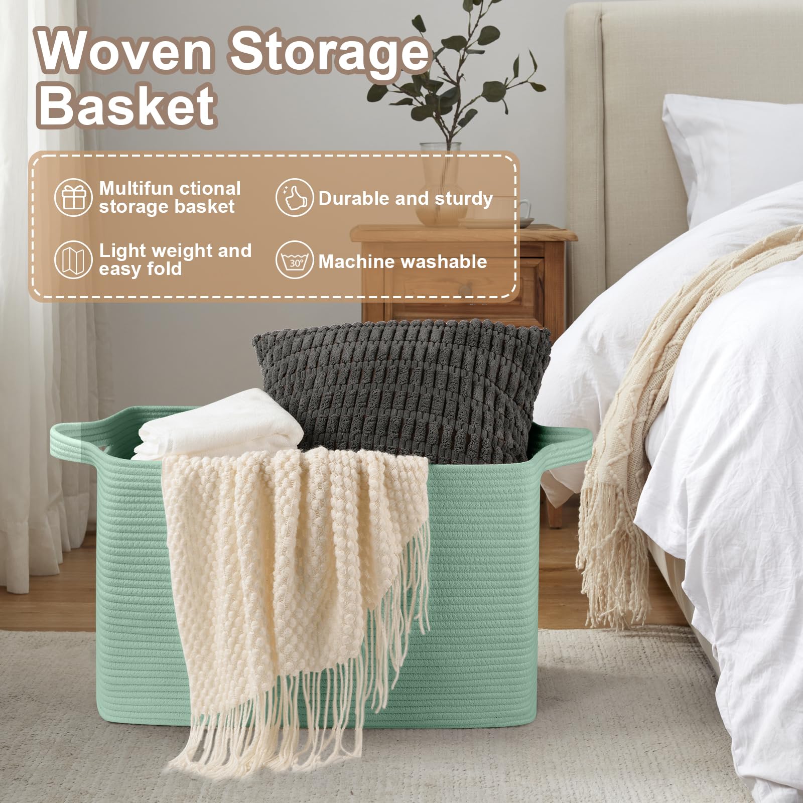 OIASKET 95L blanket basket showing shipping creases that can be smoothed.