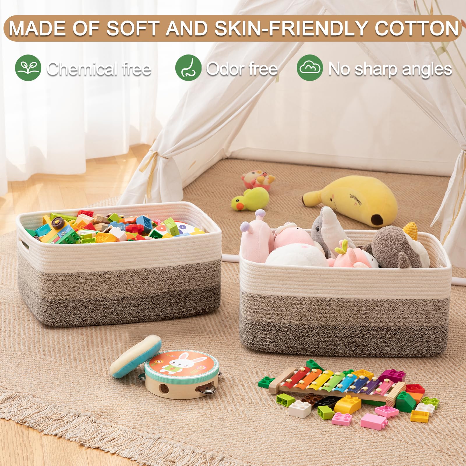 OIASKET baby nursery storage basket holds essentials for quick cleanup.