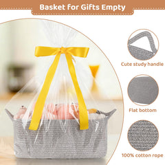 OIASKET baby shower grey gift basket ready for gifting