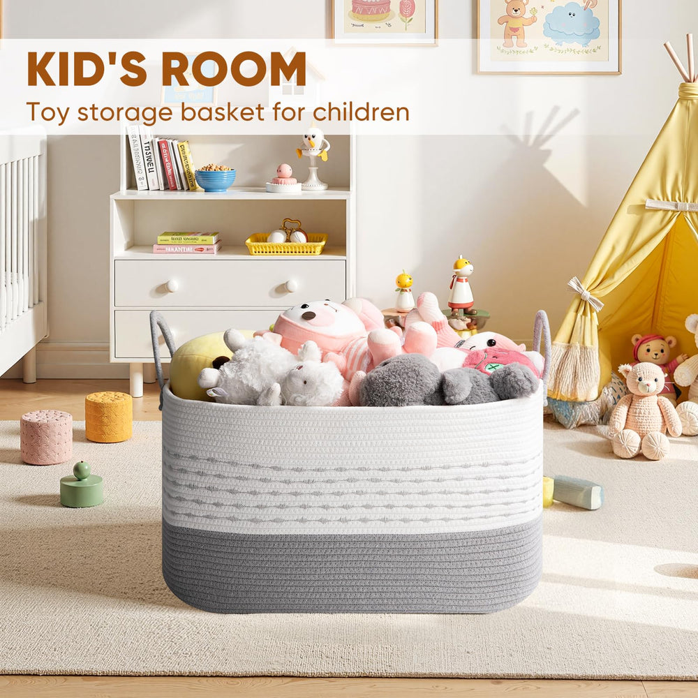 OIASKET basket filled with blankets demonstrating generous 75L capacity