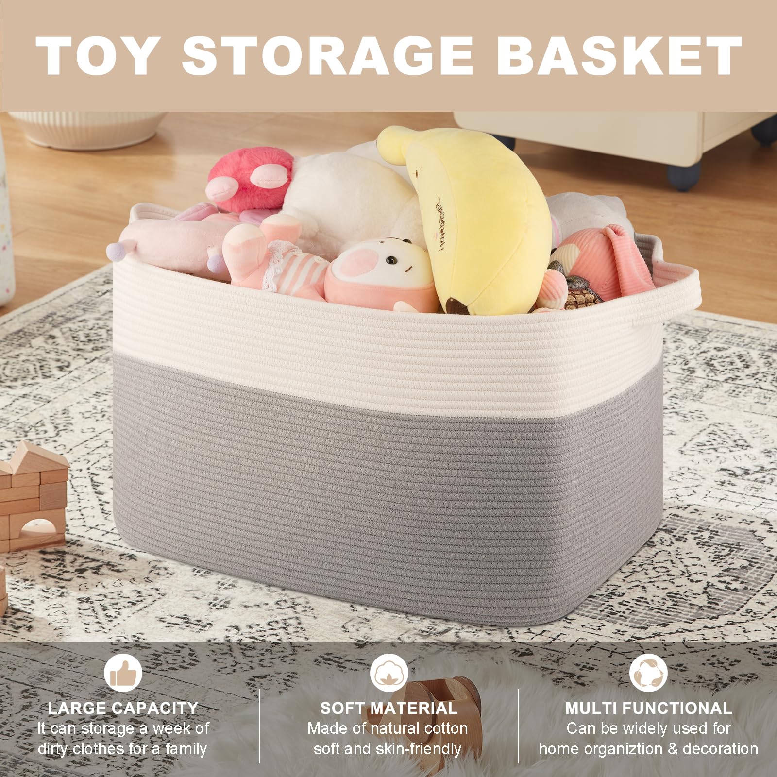 OIASKET basket with sturdy handles makes carrying heavy items easy