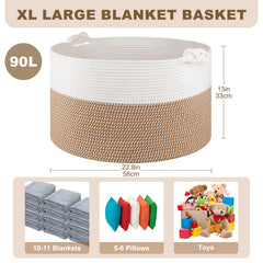 OIASKET basket in living room blends decor while storing pillows.
