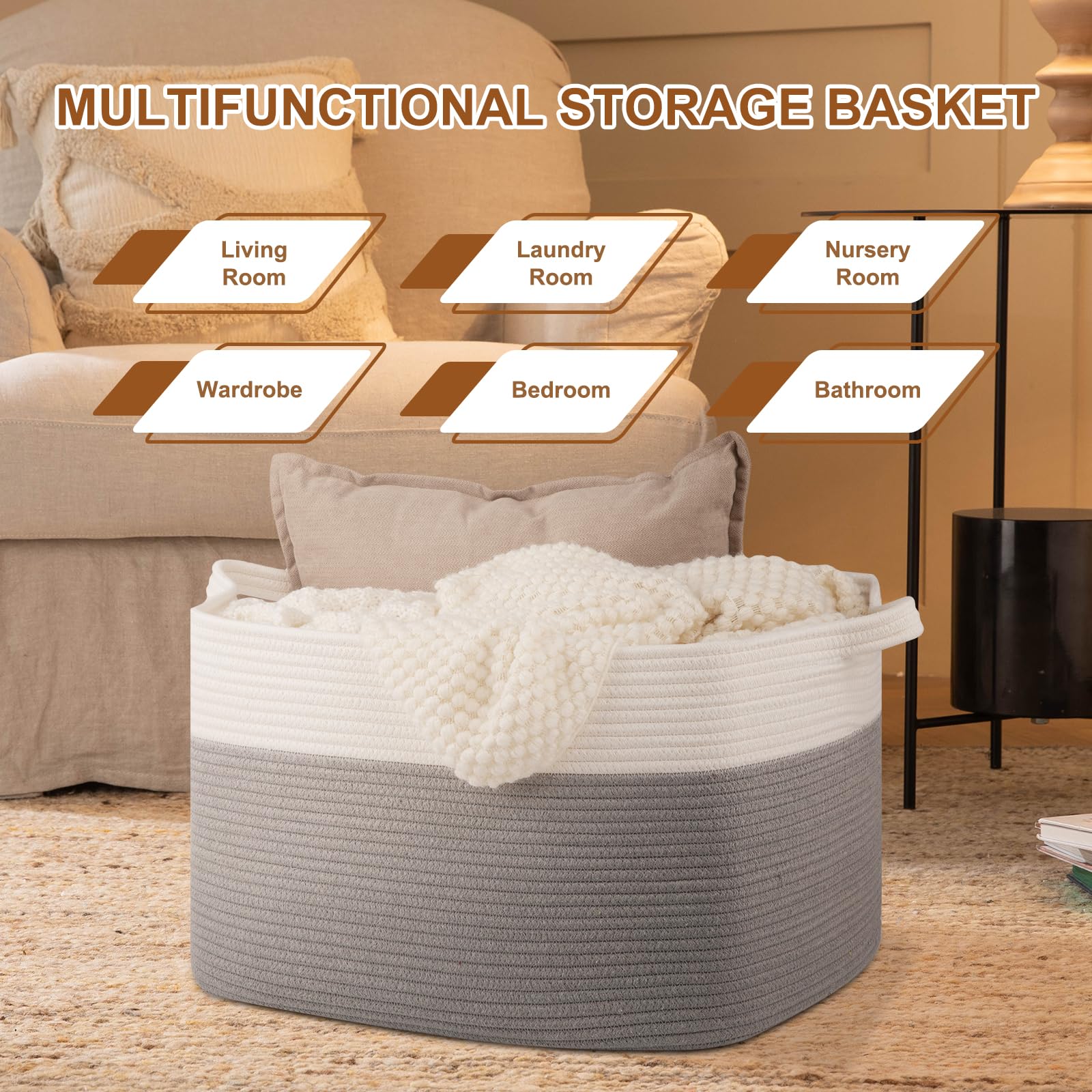 OIASKET basket with sturdy handles enables easy transport even when full