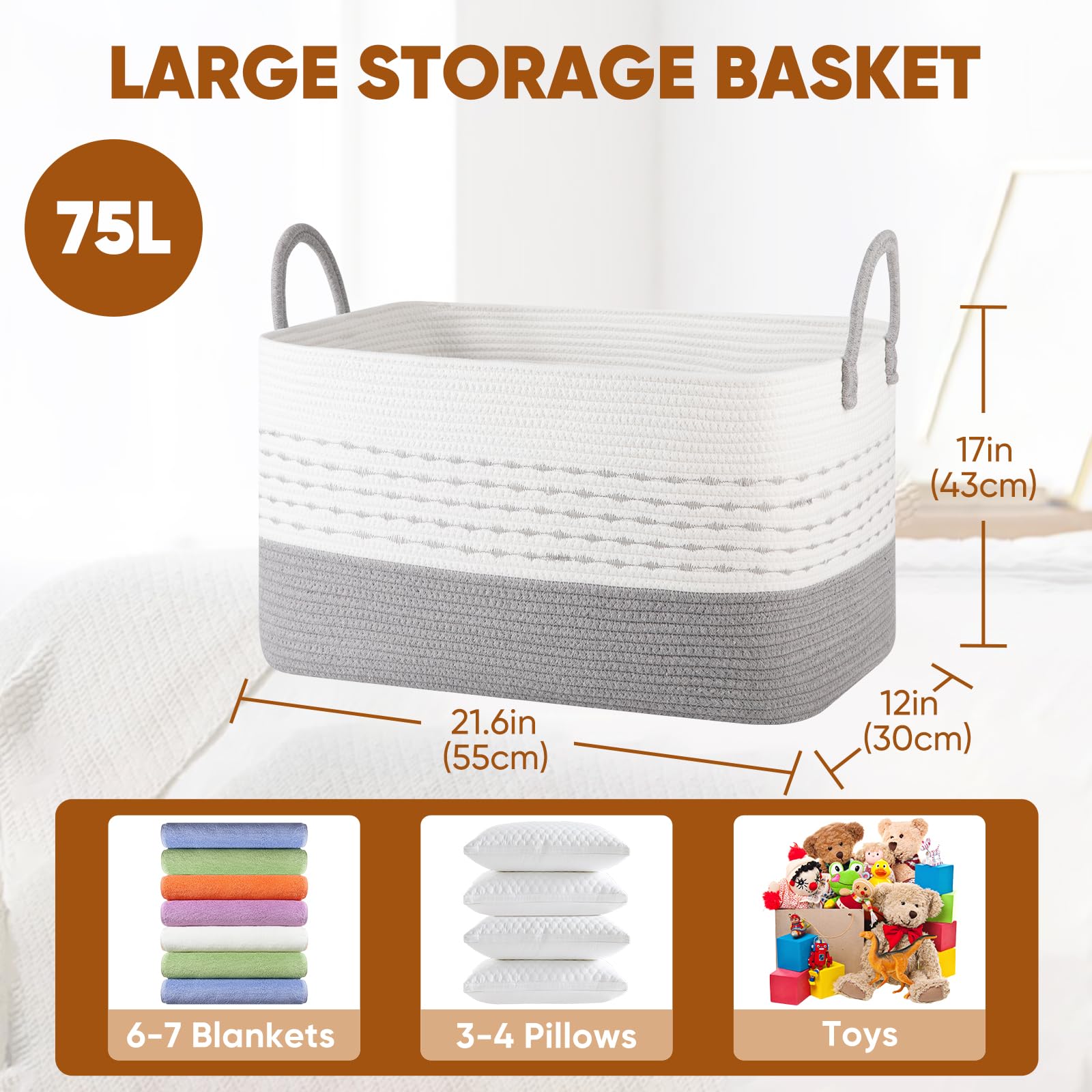 OIASKET basket with built-in handles for easy transport around the home