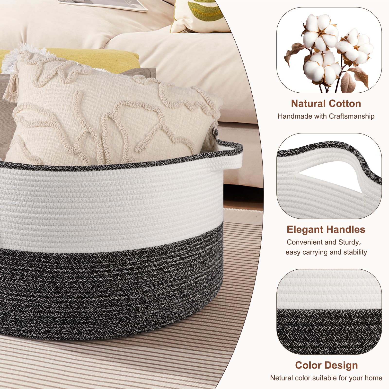 OIASKET cotton rope close-up highlights soft texture and durable weave