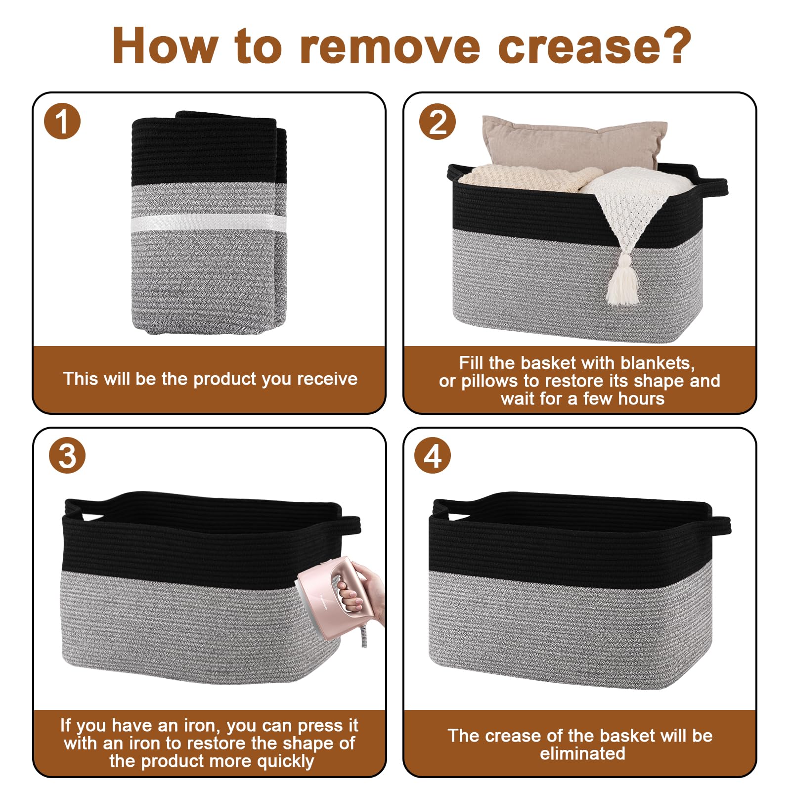 OIASKET Blanket Basket uses durable cotton rope for long-term storage in busy homes.