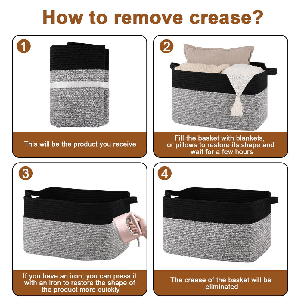 OIASKET Blanket Basket uses durable cotton rope for long-term storage in busy homes.