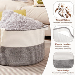 OIASKET blanket basket folded shape demonstrates flat storage when not in use.