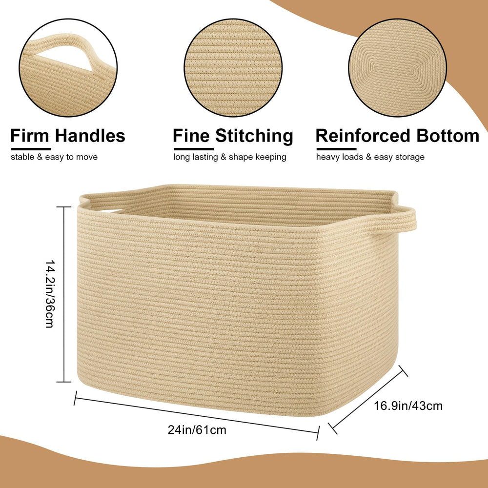 OIASKET blanket basket handles close-up shows soft grips and strong load-bearing for lifting.