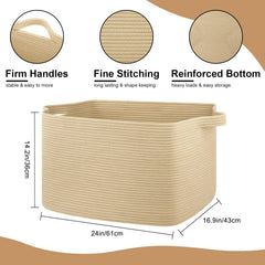 OIASKET blanket basket handles close-up shows soft grips and strong load-bearing for lifting.