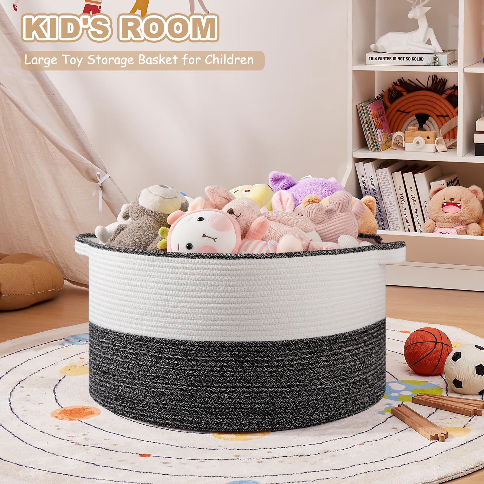 OIASKET nursery scene demonstrates safe, tidy toy storage and easy access