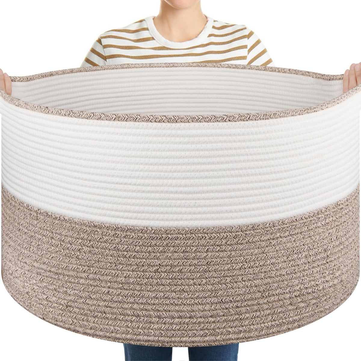 OIASKET blanket basket large-22-8 with handles enables easy transport and organization