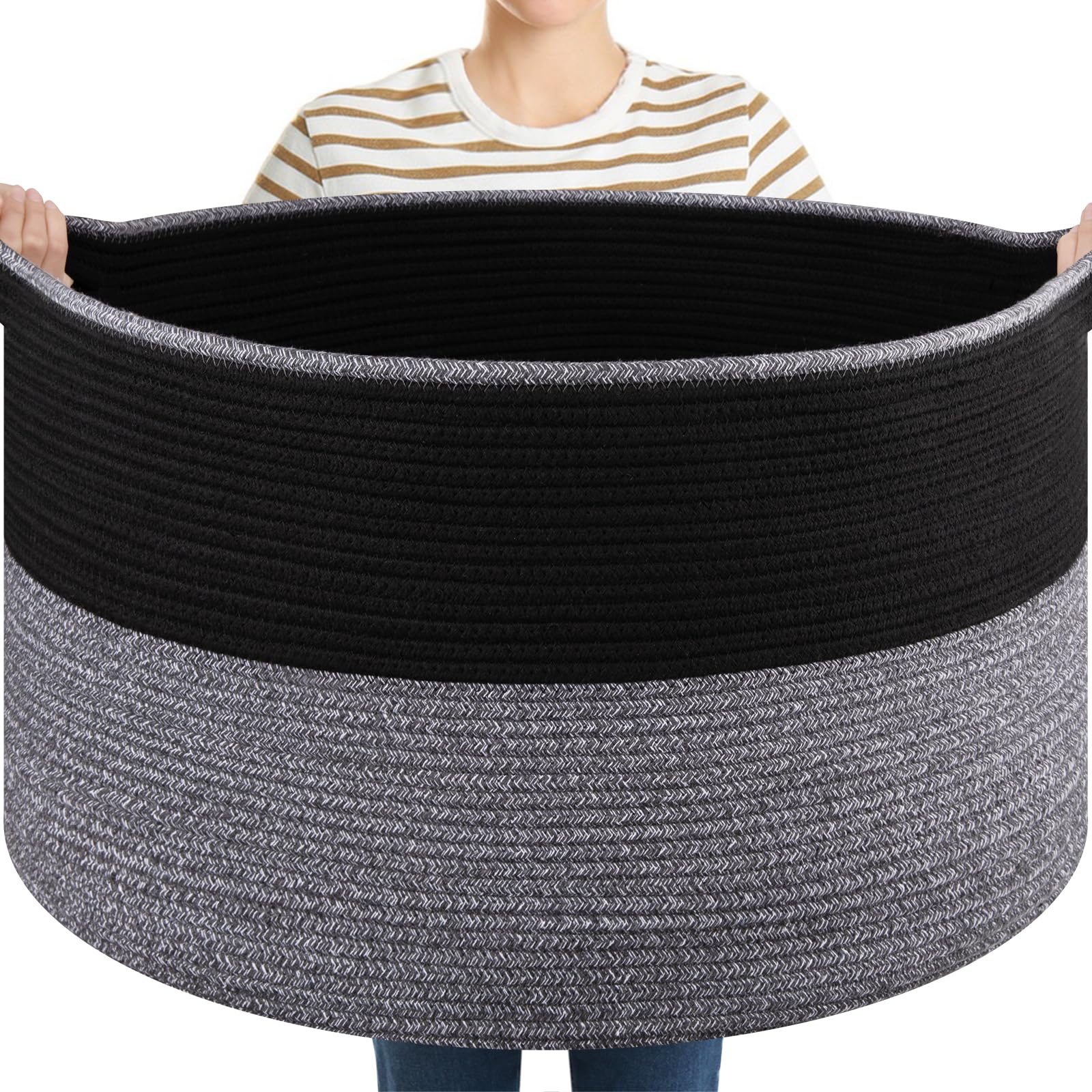 OIASKET blanket basket with large handles—easy carry for blankets and pillows