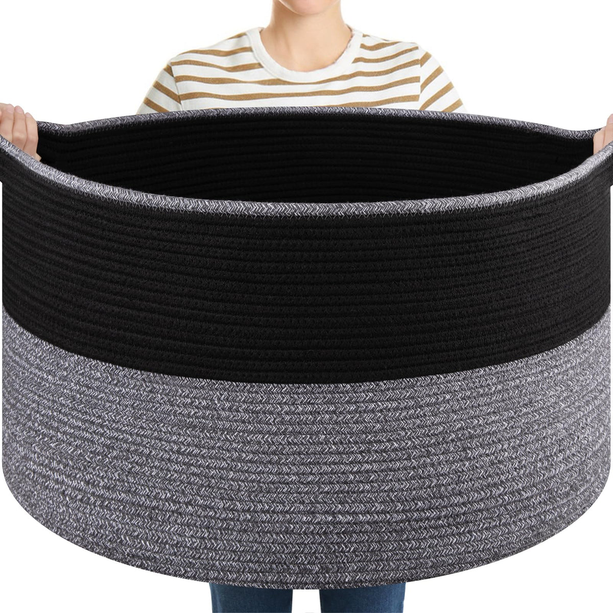 OIASKET blanket basket with large handles—easy carry for blankets and pillows