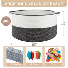 OIASKET blanket basket open-top shows easy access to toys and towels