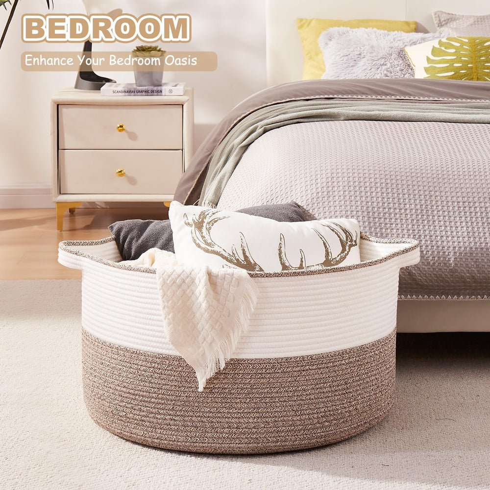 OIASKET blanket basket brown-white pattern suits cozy home decor