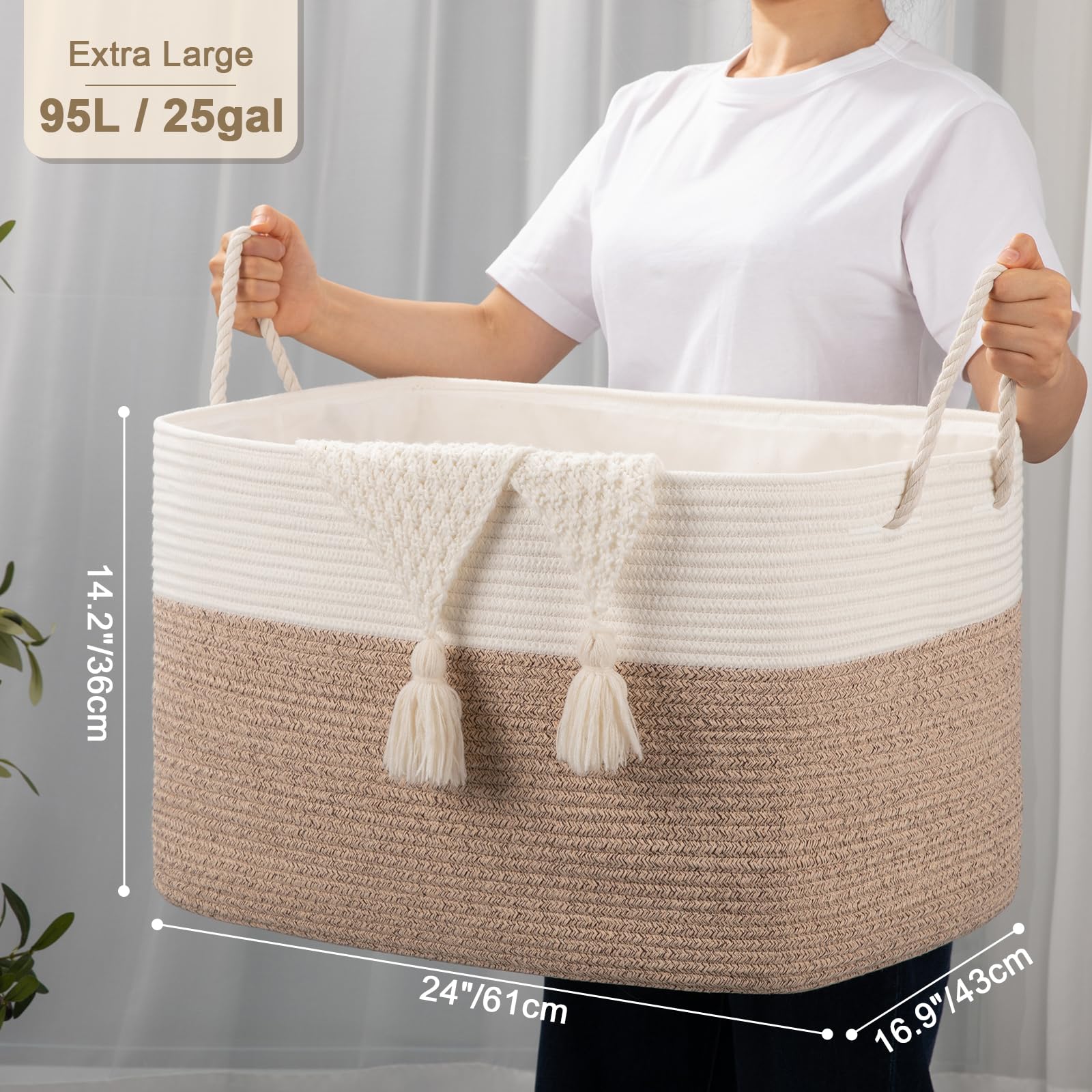 OIASKET blanket basket open lid doubles as open storage for easy access.