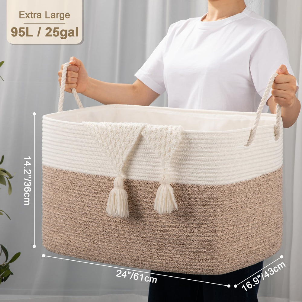 OIASKET blanket basket open lid doubles as open storage for easy access.