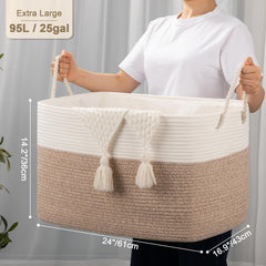 OIASKET blanket basket open lid doubles as open storage for easy access.