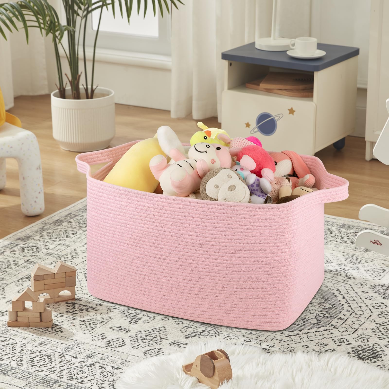OIASKET 95L storage basket placed on a shelf blending with neutral decor.