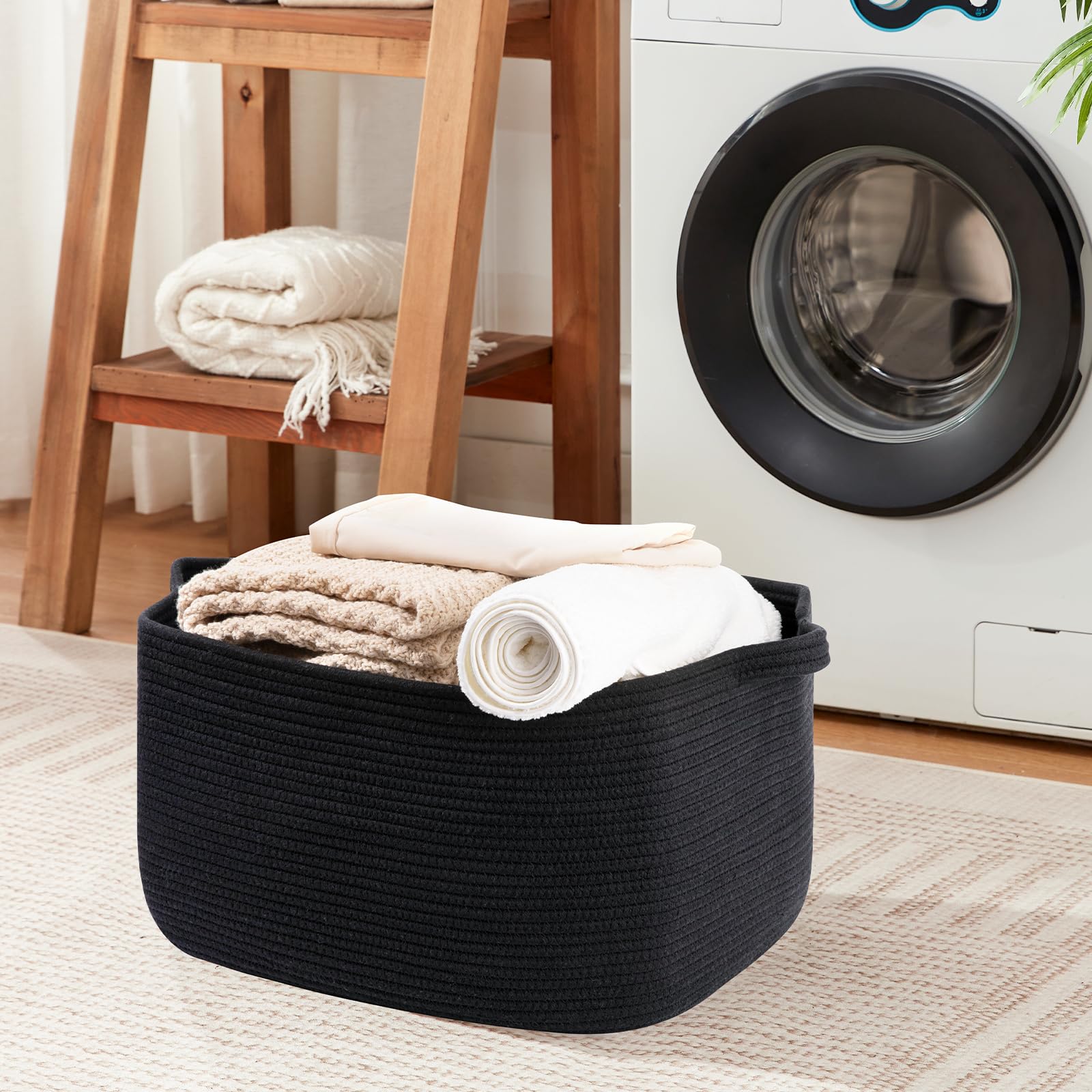 OIASKET blanket-basket toy-storage shows versatile use for toys and towels.