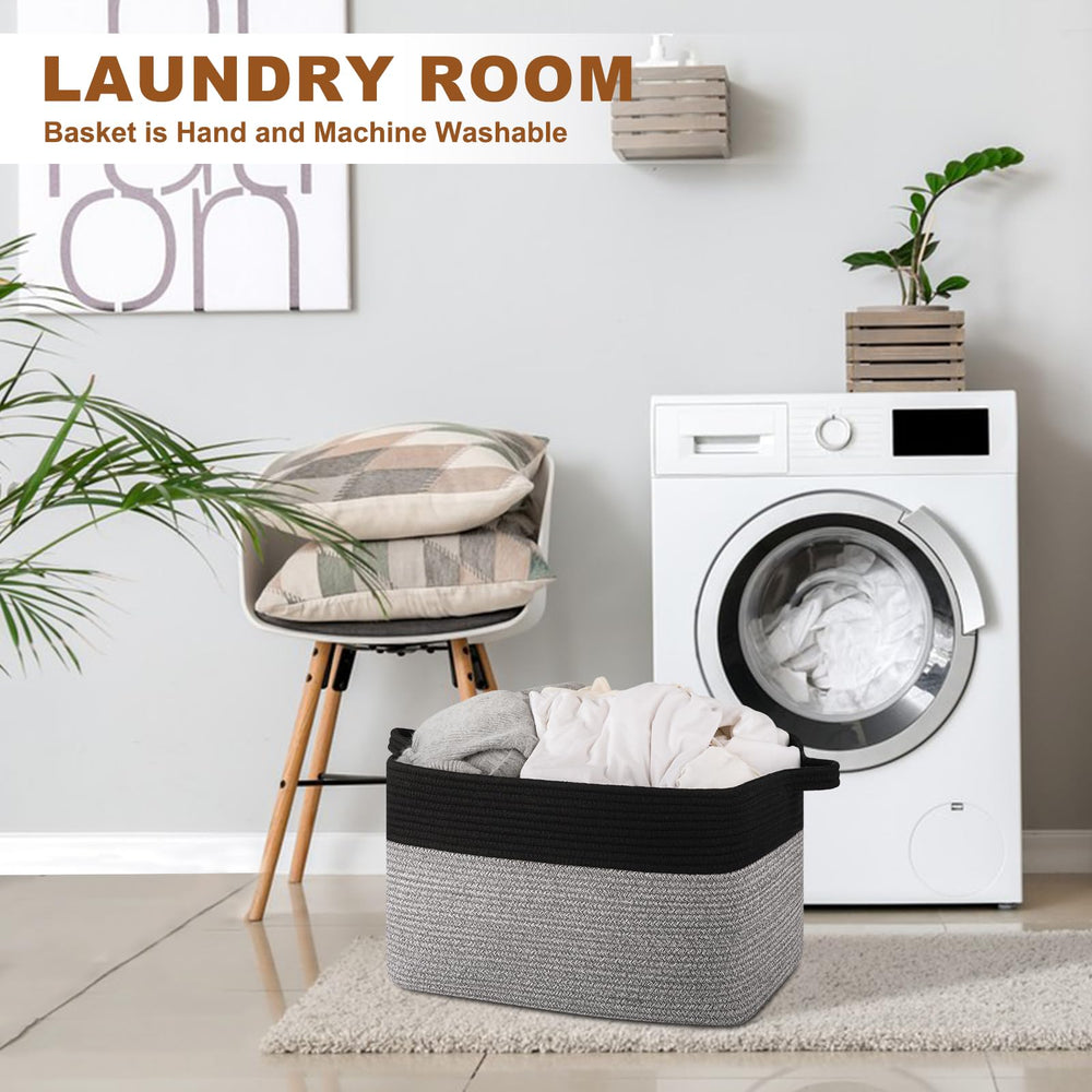 OIASKET Blanket Basket with blankets demonstrates capacity and cozy organization.