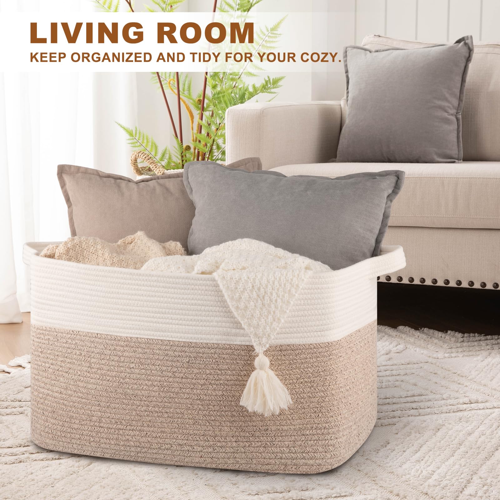 OIASKET blanket and pillow storage basket neatly tucks blankets and pillows.