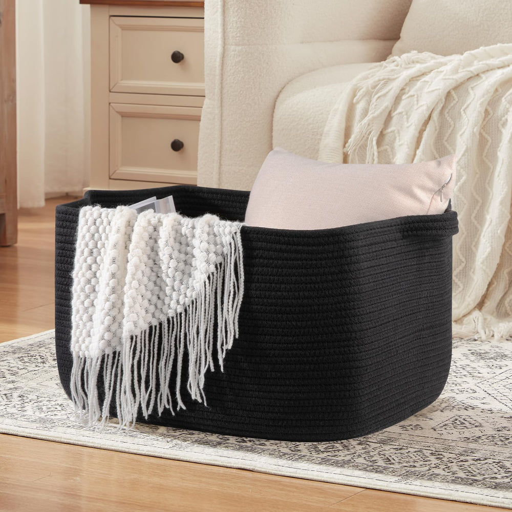Oiasket blanket storage basket in nursery keeps essentials organized
