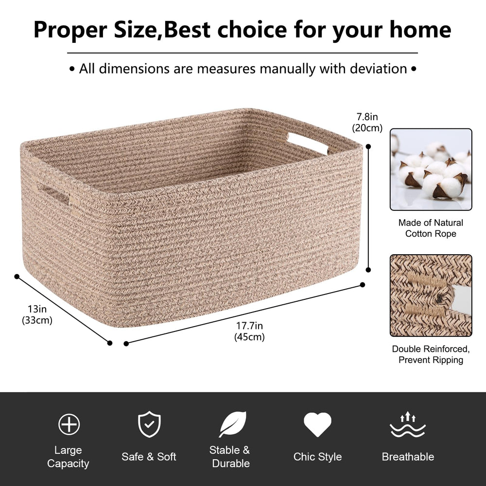OIASKET brown rope basket pair ideal for blankets and textiles.