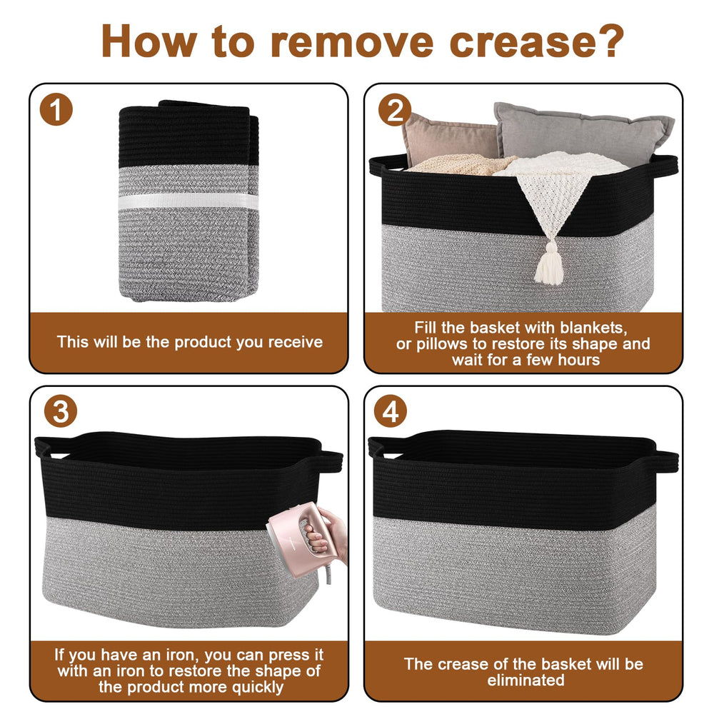 OIASKET care-washable note highlights cotton rope durability and easy maintenance