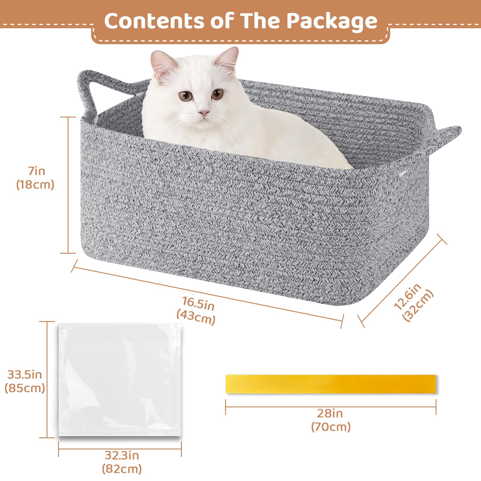 OIASKET collapsible storage basket with handles for easy movement