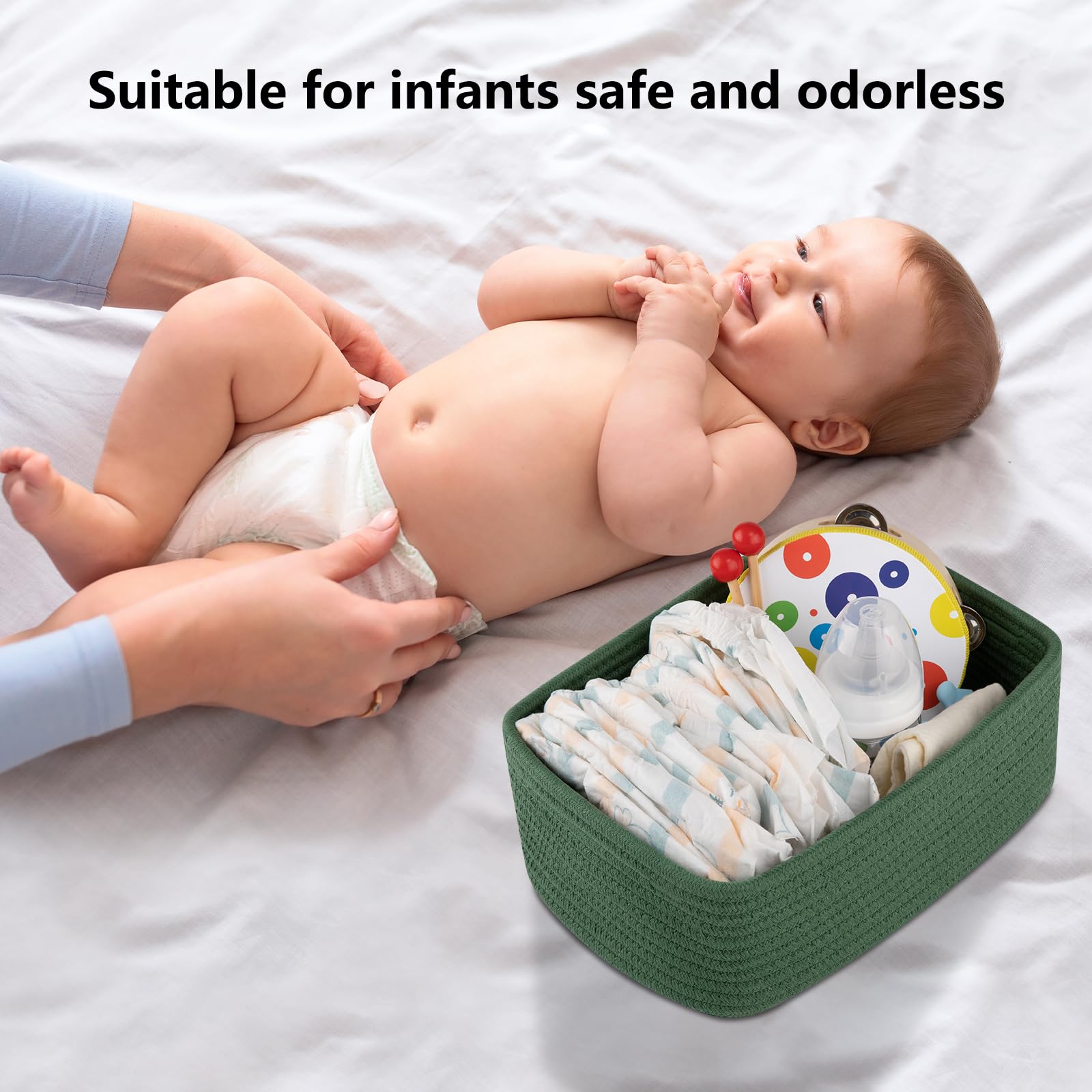 OIASKET cotton handwoven baskets feature soft edges for baby nurseries and pets.