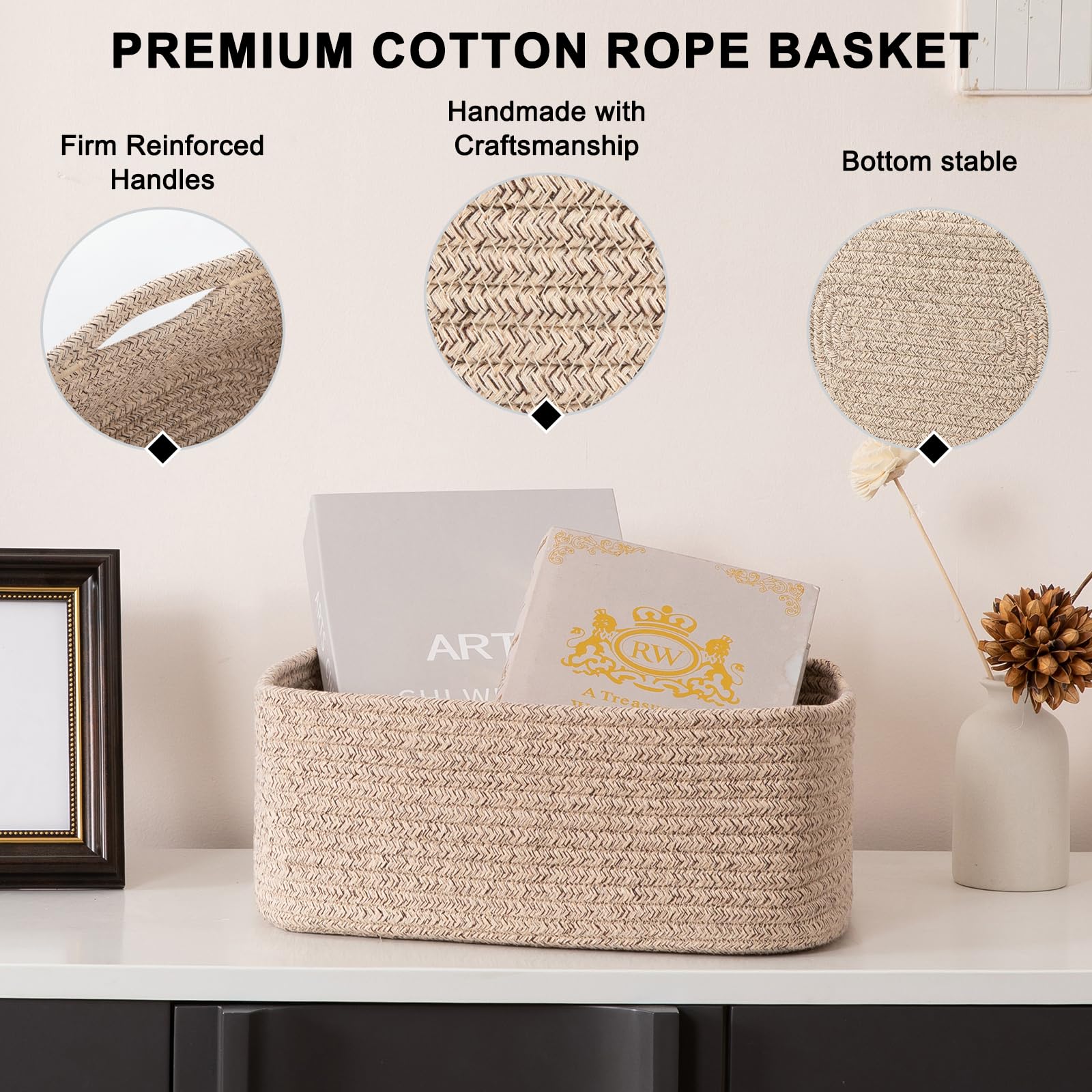 Oiasket cotton rope basket in closet for compact storage