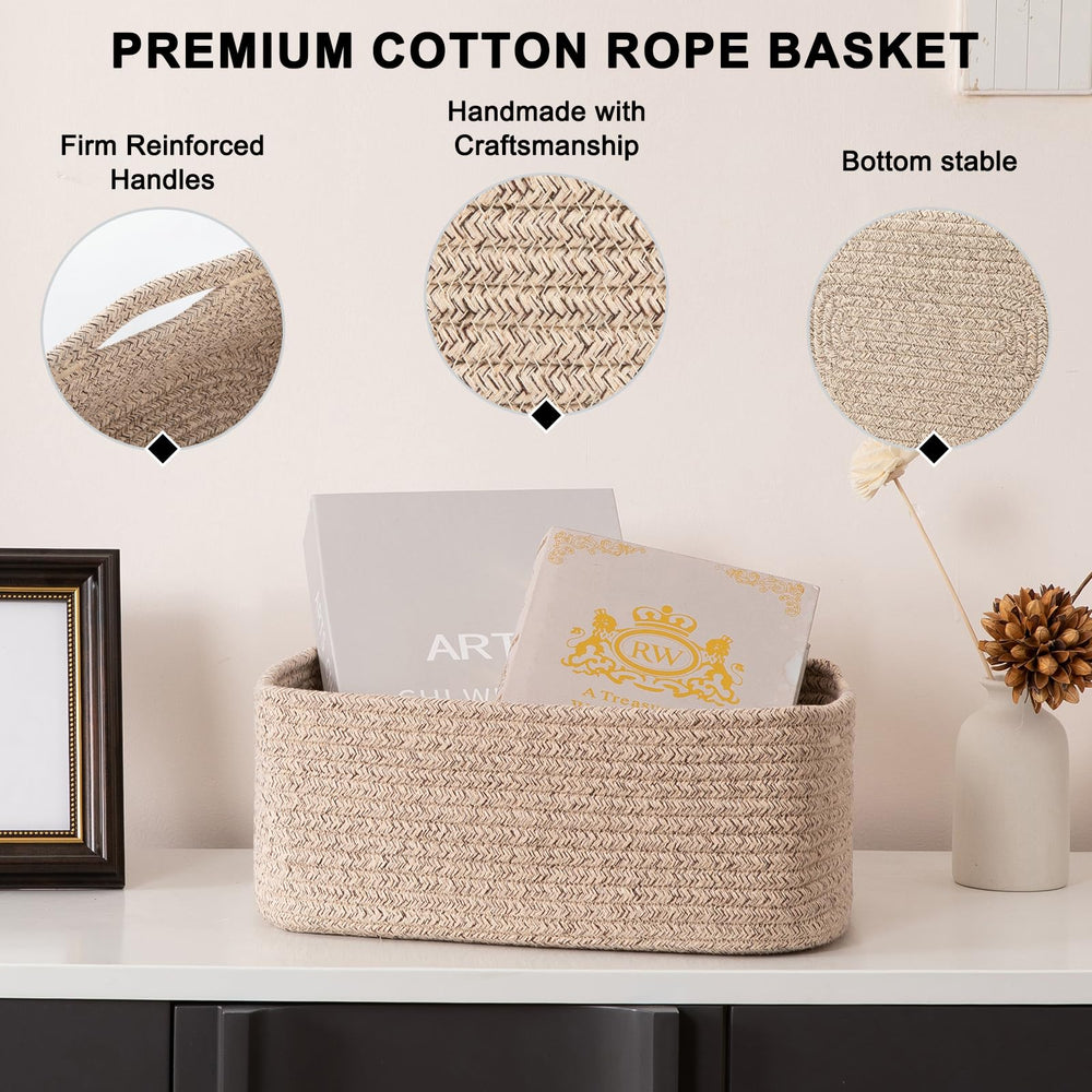 Oiasket cotton rope basket in closet for compact storage