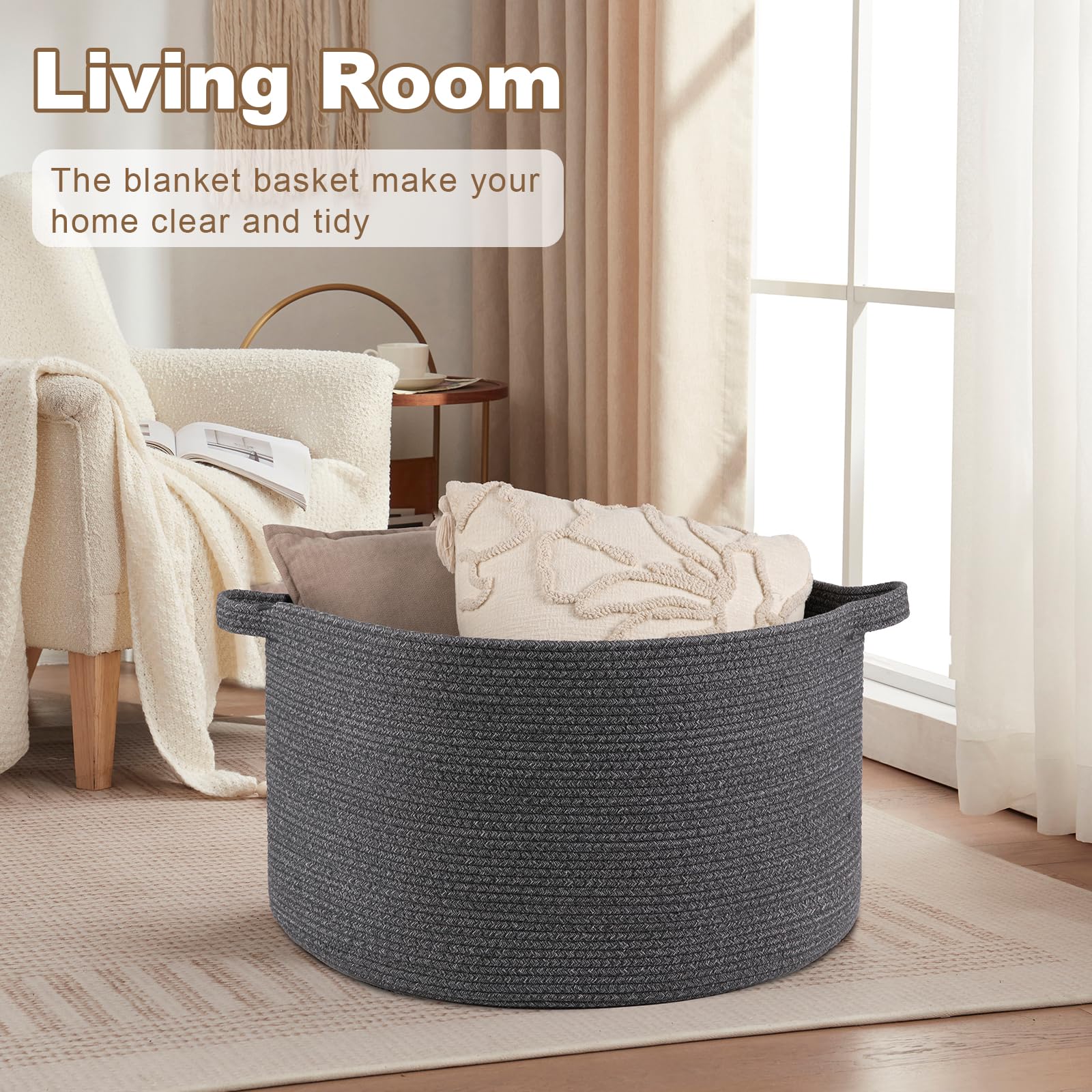OIASKET cotton rope basket kids safe features soft edges