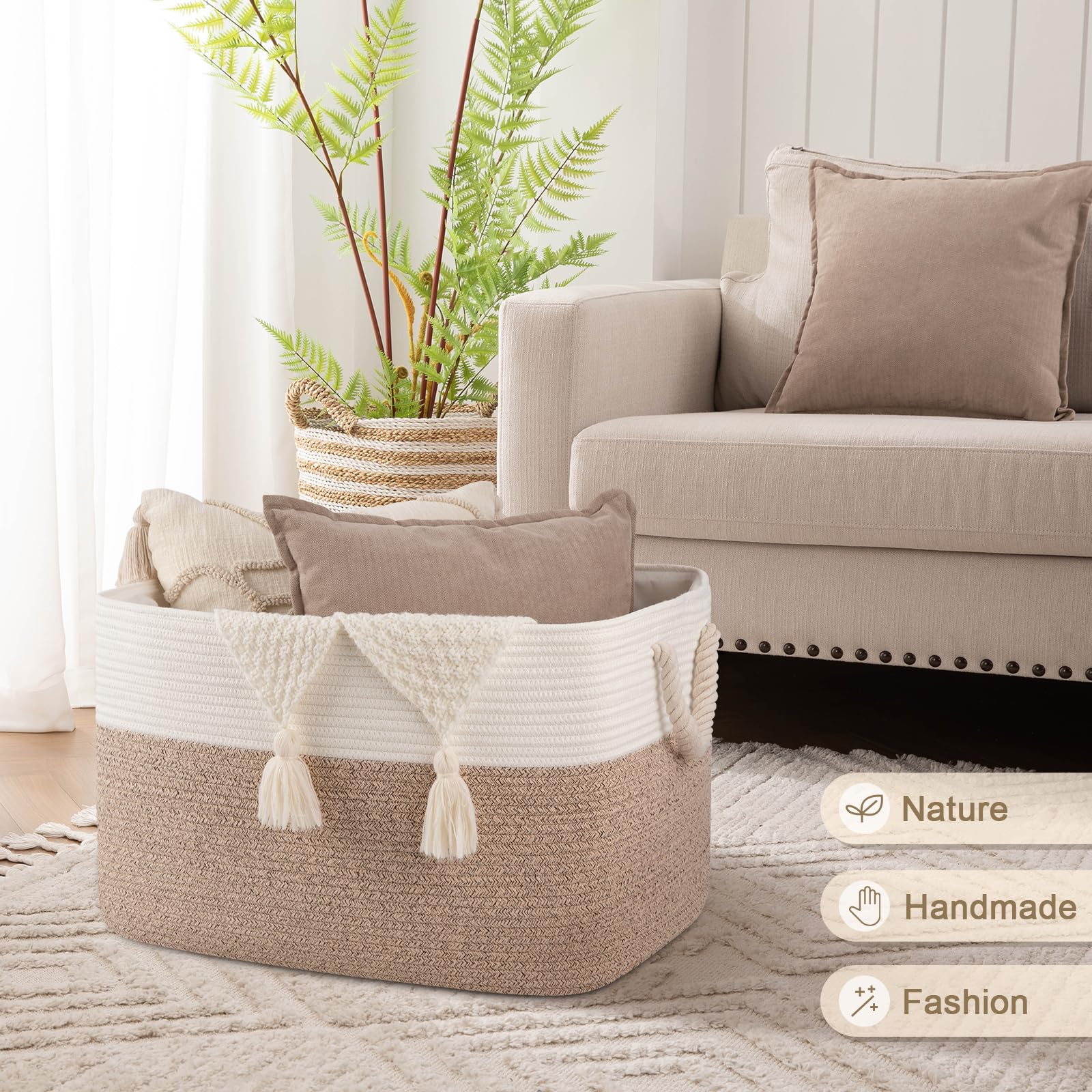 OIASKET dustproof drawstring lid protects contents from dust.