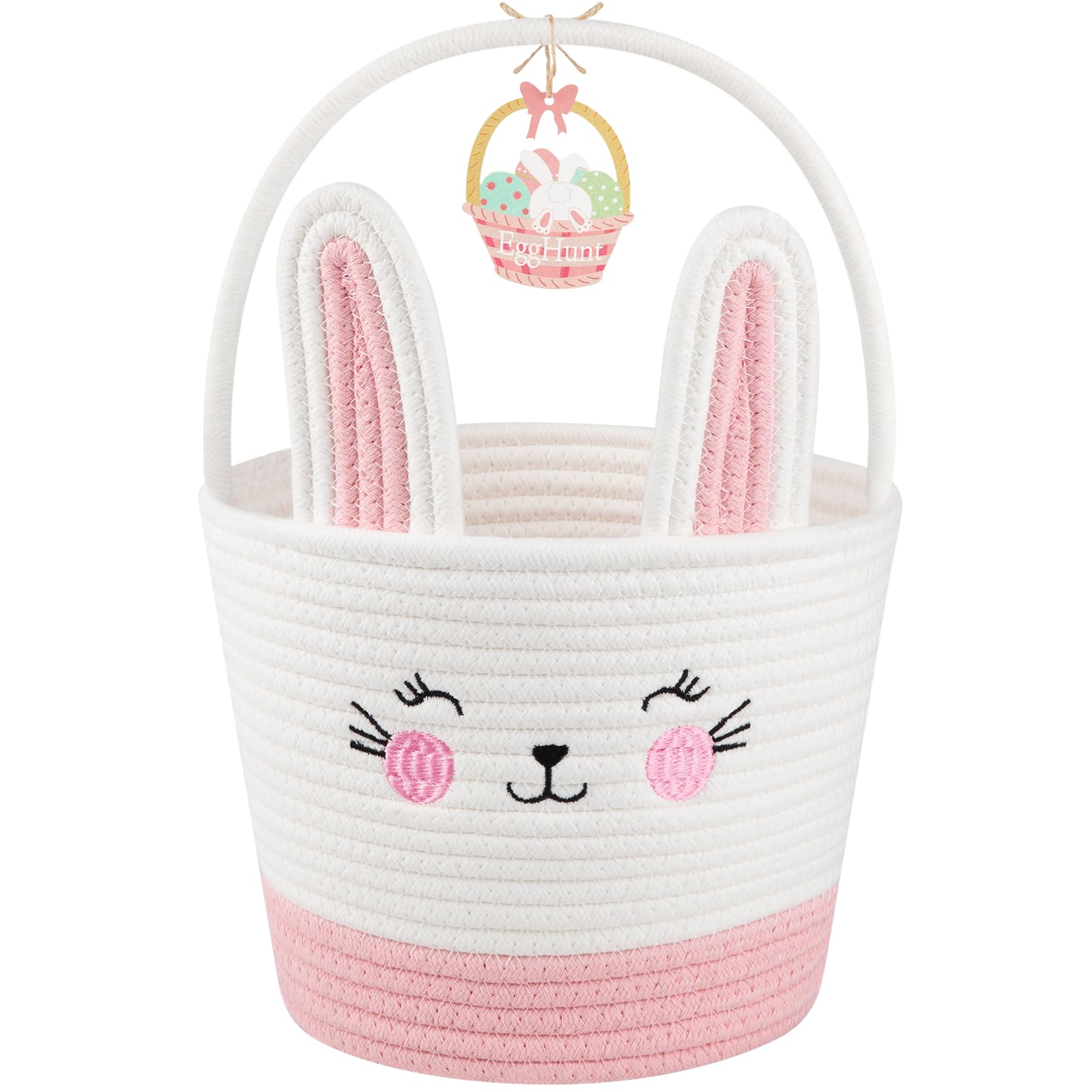 OIASKET Easter basket with bunny design and handle, ideal for toddler egg hunts.