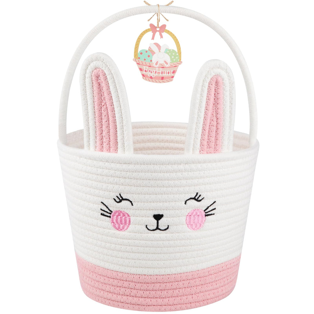 OIASKET Easter basket with bunny design and handle, ideal for toddler egg hunts.