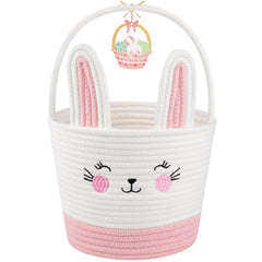 OIASKET Easter basket with bunny design and handle, ideal for toddler egg hunts.