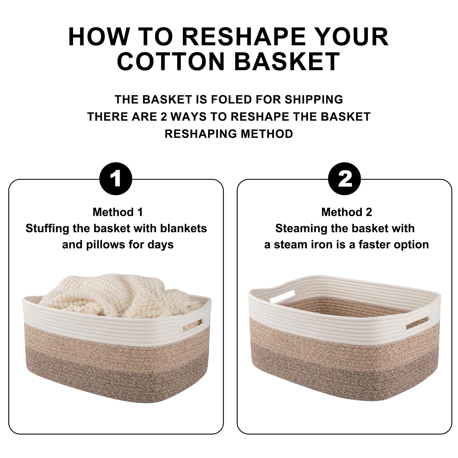 OIASKET shaping tip steam reshapes baskets after shipping creases