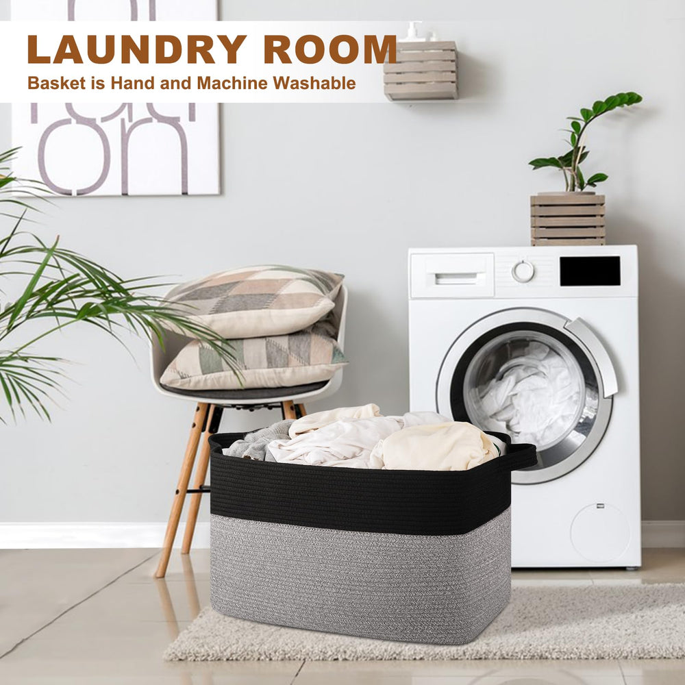 OIASKET extra-large laundry basket 95L filled showcases ample capacity for clothes and linens